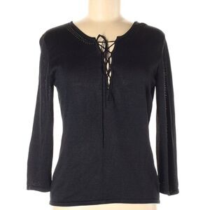 Banana Republic Black Long Sleeve Silk Sweater M